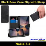 Black Book Case Flip with Strap For Nokia 7.2 TA-1193 Slim Fit Look